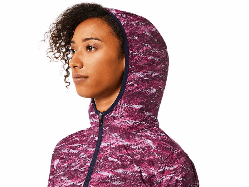 Women Asics Packable Jacket LH4X03718 Deep Mars Print/Peacoat