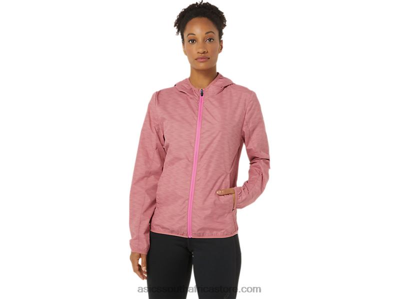 Women Asics Packable Jacket LH4X03858 Smokey Rose Spacedye/Dragon Fruit