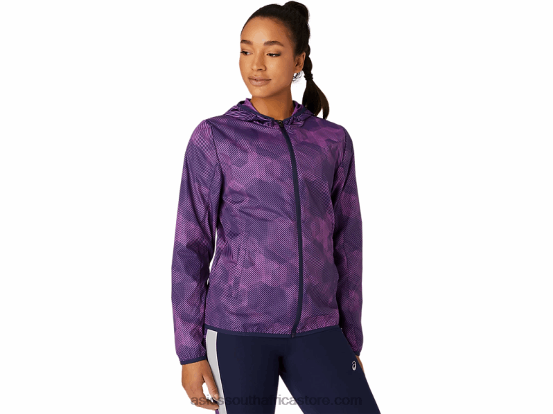 Women Asics Packable Jacket LH4X04100 Digital Grape Print/Peacoat