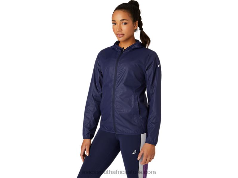 Women Asics Packable Jacket LH4X04101 Peacoat Emboss