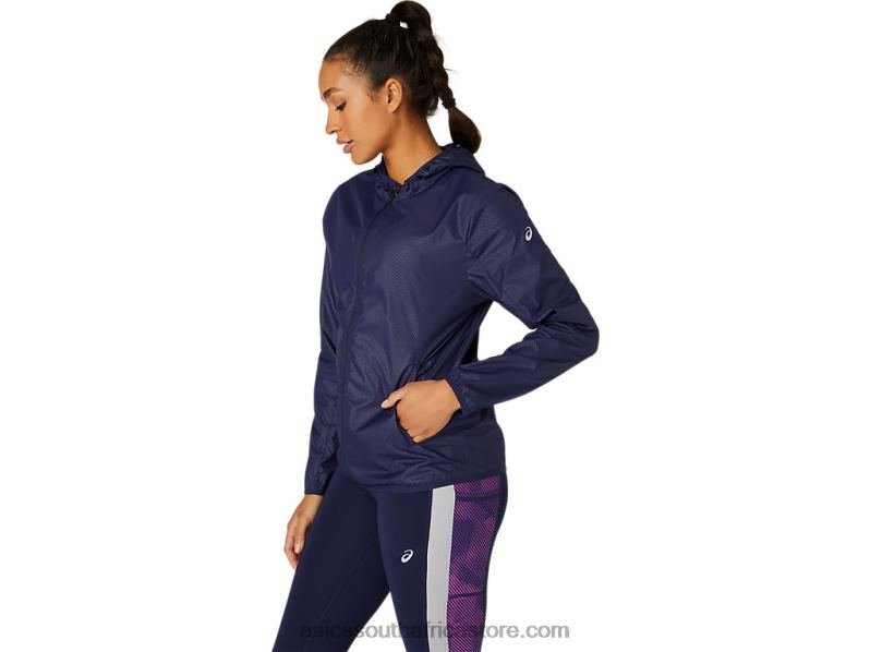 Women Asics Packable Jacket LH4X04101 Peacoat Emboss