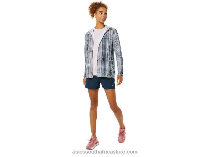 Women Asics Ready-Set Graphic Jacket LH4X03480 French Blue Print/Barely Rose