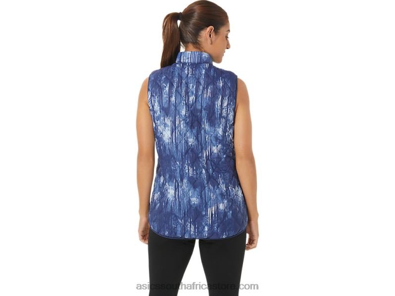 Women Asics Reverse Insulated Vest LH4X02758 Grand Shark Tie Die/Soft Sky