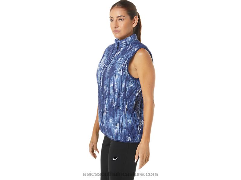 Women Asics Reverse Insulated Vest LH4X02758 Grand Shark Tie Die/Soft Sky