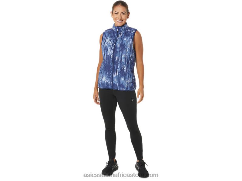 Women Asics Reverse Insulated Vest LH4X02758 Grand Shark Tie Die/Soft Sky