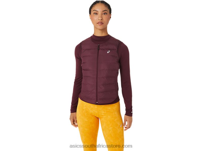 Women Asics Runkoyo Padded Vest LH4X02801 Deep Mars