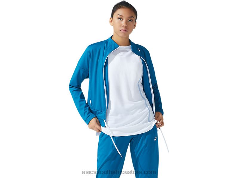 Women Asics Tennis Jacket LH4X03781 Deep Sea Teal/Brilliant White