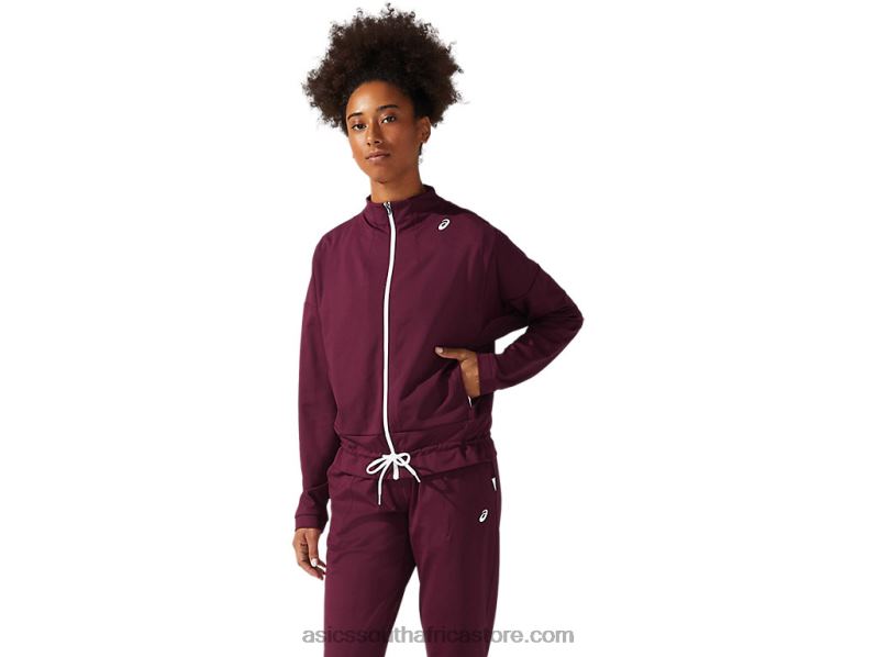 Women Asics Tennis Jacket LH4X03815 Deep Mars/Brilliant White