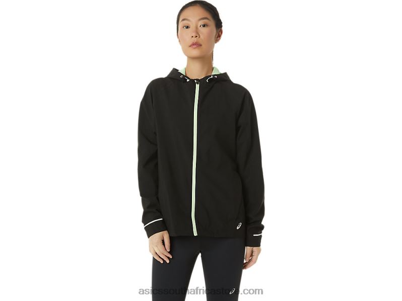 Women Asics Waterproof Jacket LH4X02168 Performance Black/Whisper Green