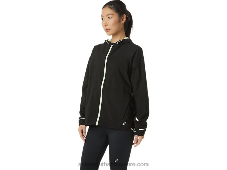 Women Asics Waterproof Jacket LH4X02168 Performance Black/Whisper Green