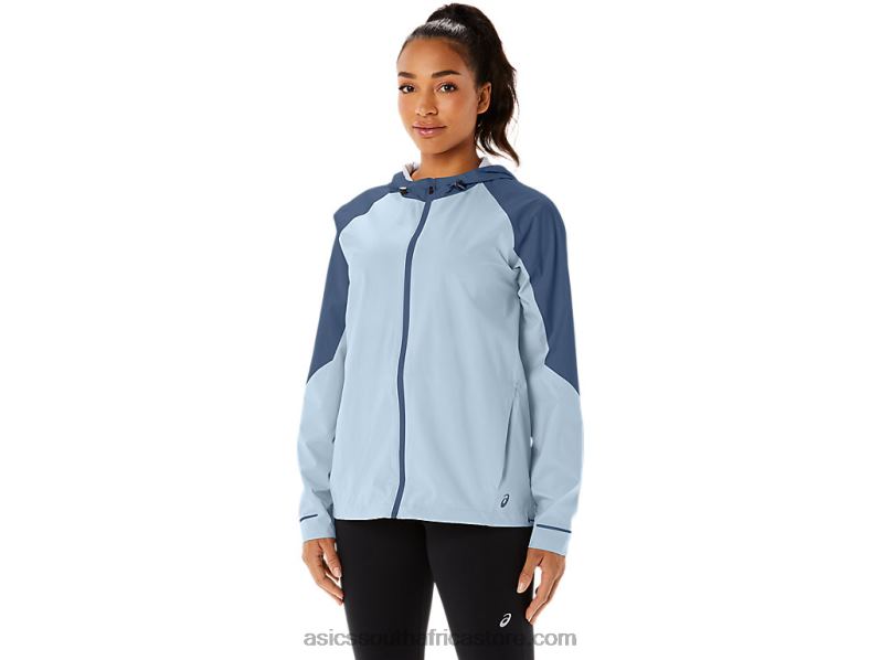 Women Asics Waterproof Jacket LH4X02175 Sky/Grand Shark