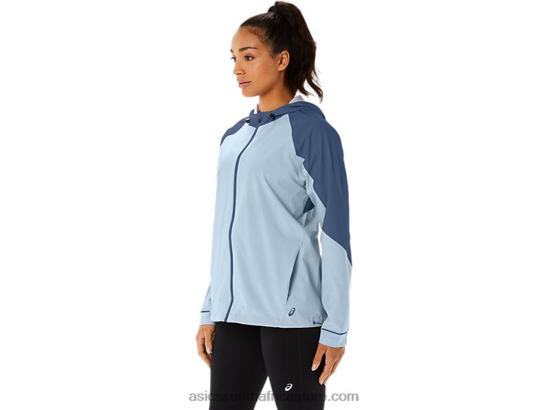 Women Asics Waterproof Jacket LH4X02175 Sky/Grand Shark