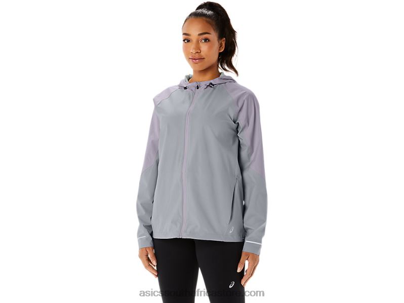 Women Asics Waterproof Jacket LH4X02328 Piedmont Grey/Dusk Violet