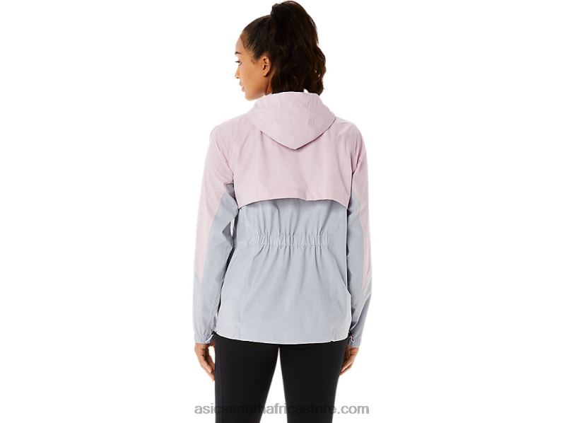 Women Asics Waterproof Jacket LH4X03333 Piedmont Grey/Barely Rose