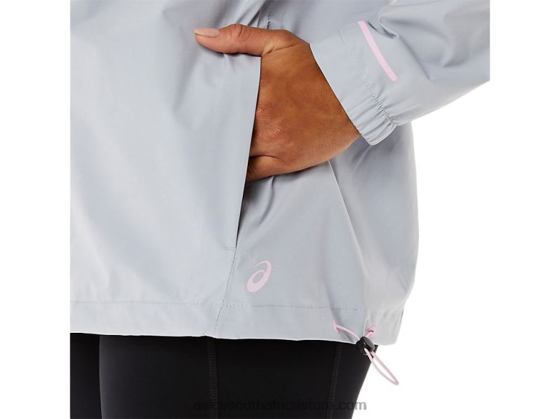 Women Asics Waterproof Jacket LH4X03333 Piedmont Grey/Barely Rose