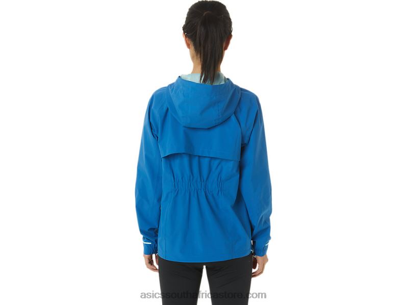 Women Asics Waterproof Jacket LH4X03341 Lake Drive/Clear Blue
