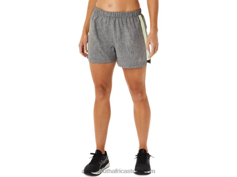 Women Asics Ready-Set 3in Short LH4X02893 Dark Grey Heather/Yellow