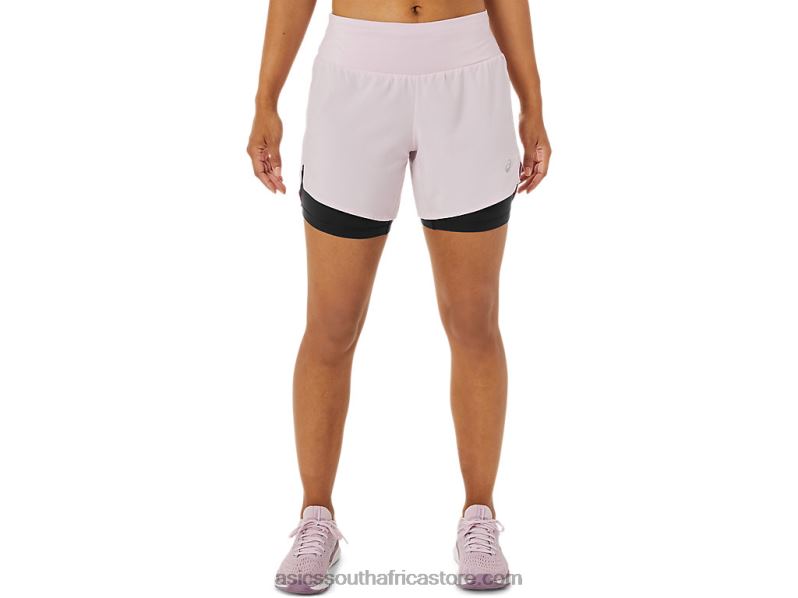 Women Asics Road 2-N-1 5.5in Short LH4X03487 Barely Rose/Performance Black