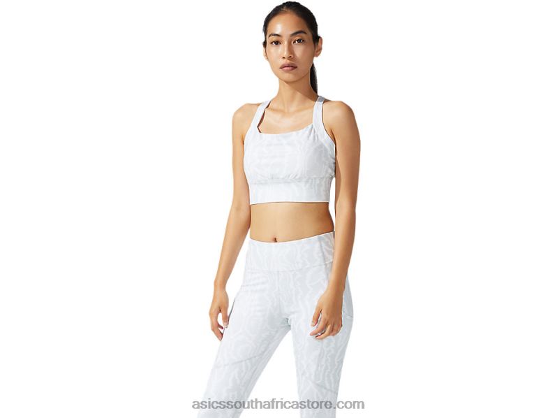 Women Asics New Strong 92 Printed Bra LH4X03776 Brilliant White Print
