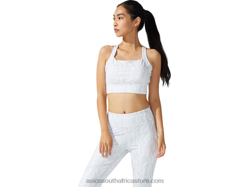 Women Asics New Strong 92 Printed Bra LH4X03776 Brilliant White Print