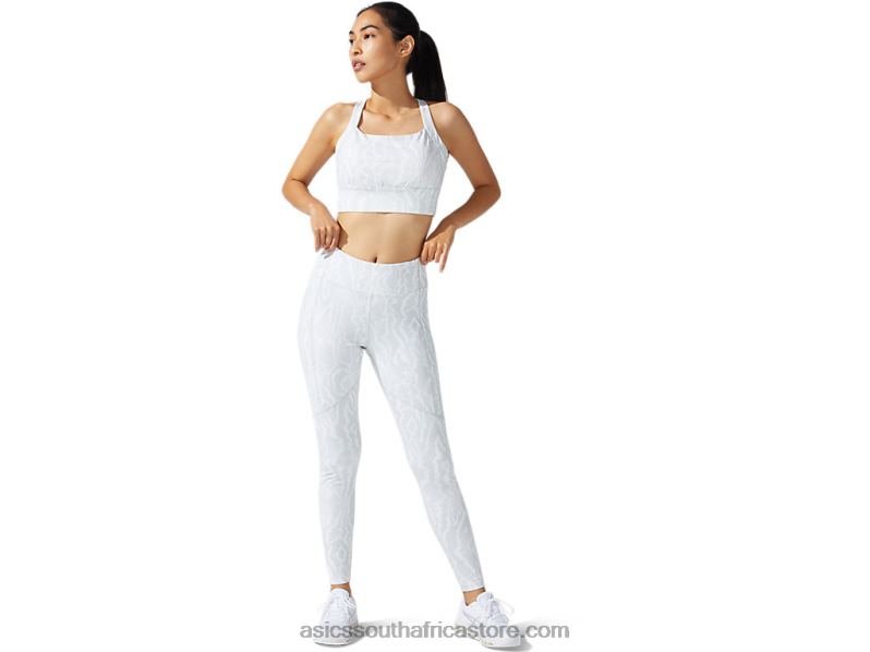 Women Asics New Strong 92 Printed Bra LH4X03776 Brilliant White Print