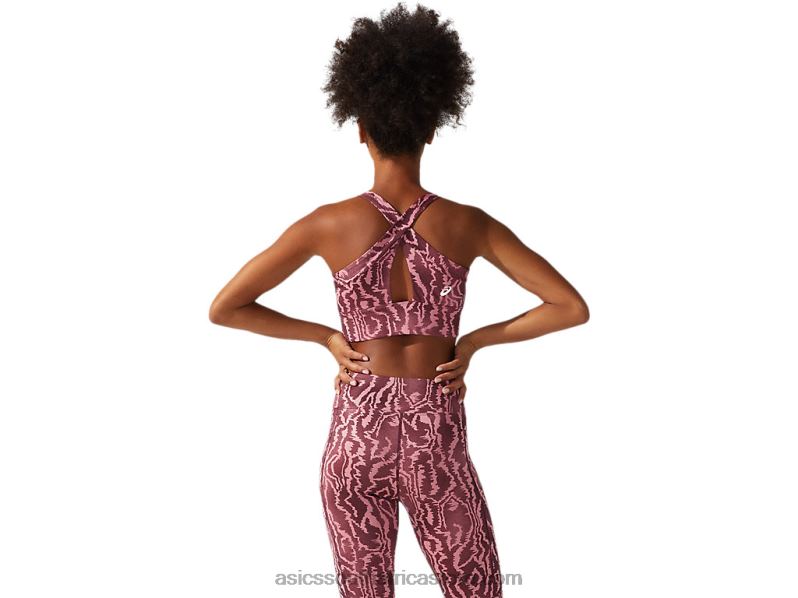 Women Asics New Strong 92 Printed Bra LH4X03803 Deep Mars Print