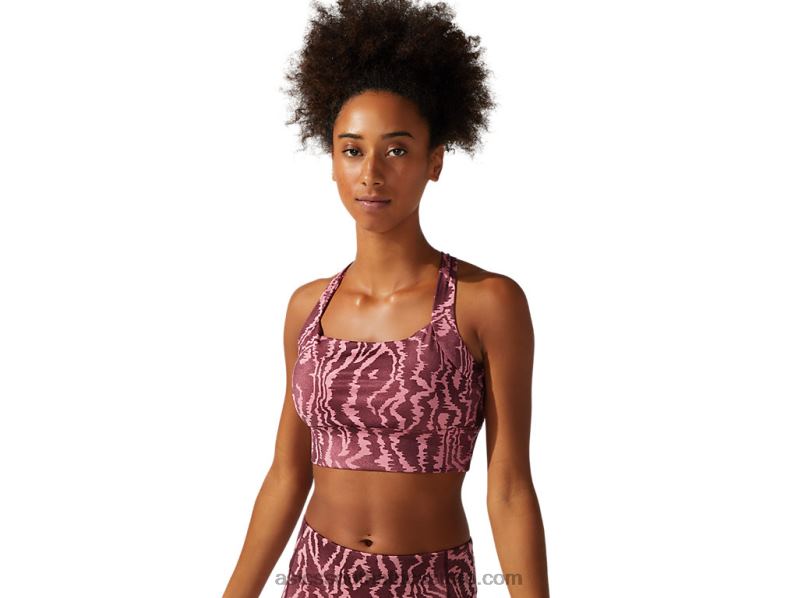 Women Asics New Strong 92 Printed Bra LH4X03803 Deep Mars Print
