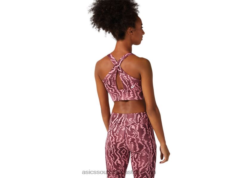 Women Asics New Strong 92 Printed Bra LH4X03803 Deep Mars Print