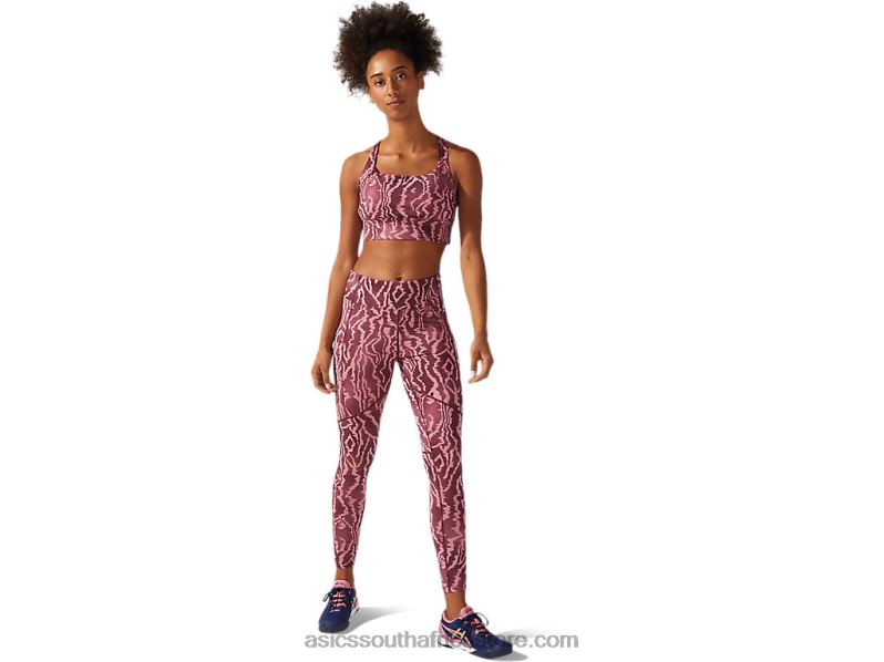 Women Asics New Strong 92 Printed Bra LH4X03803 Deep Mars Print