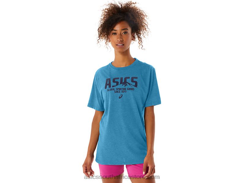 Women Asics 1977 MTn Tee LH4X042 Island Blue Heather