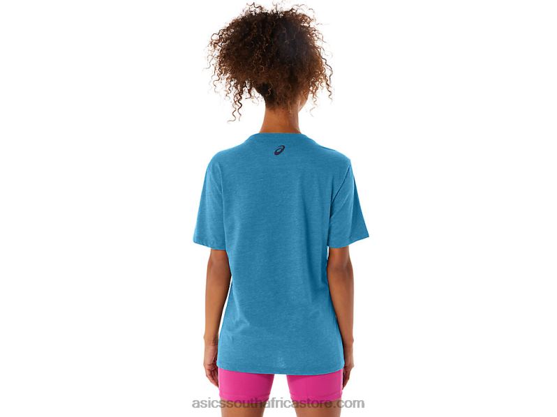 Women Asics 1977 MTn Tee LH4X042 Island Blue Heather