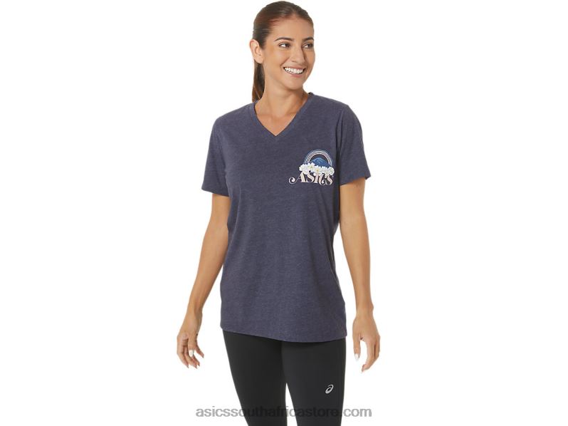 Women Asics Adventure Alanna V-Neck LH4X02797 Peacoat Heather