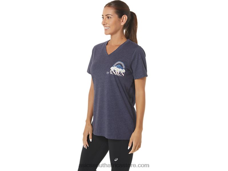 Women Asics Adventure Alanna V-Neck LH4X02797 Peacoat Heather