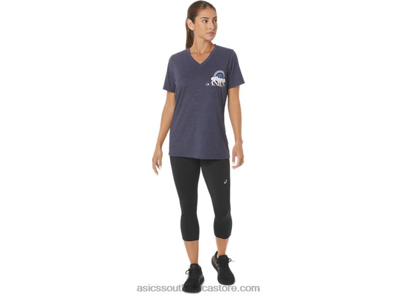 Women Asics Adventure Alanna V-Neck LH4X02797 Peacoat Heather