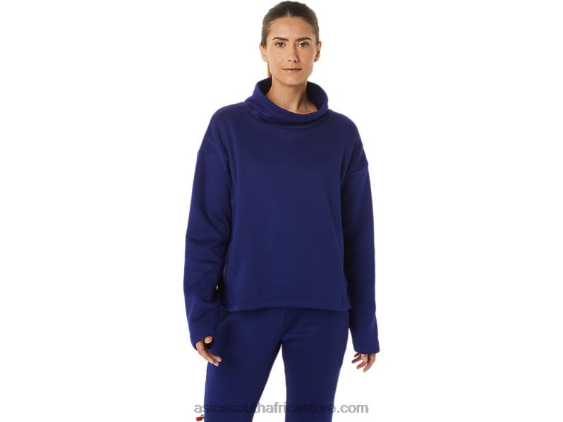 Women Asics Brushed Knit Pullover LH4X02899 Dive Blue