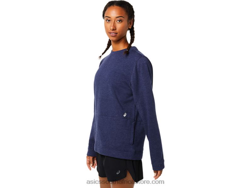 Women Asics Crew Top LH4X03724 Peacoat Heather
