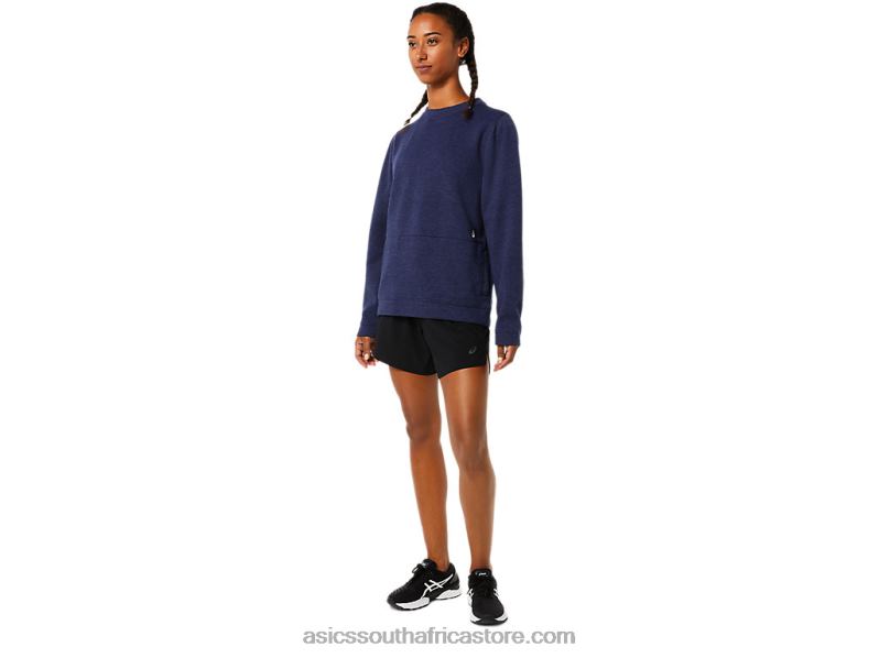 Women Asics Crew Top LH4X03724 Peacoat Heather