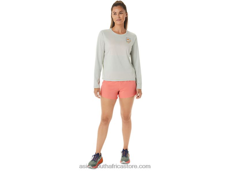 Women Asics Fujitrail Logo Long Sleeve Top LH4X02476 Light Sage