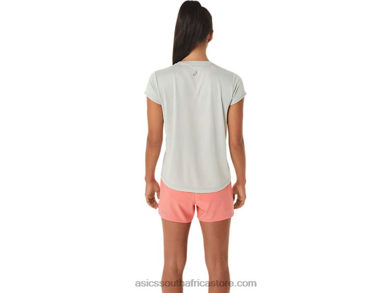 Women Asics Fujitrail Logo Short Sleeve Top LH4X02510 Light Sage