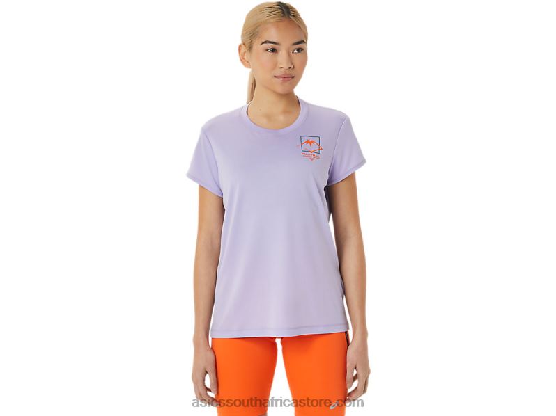 Women Asics Fujitrail Logo Short Sleeve Top LH4X03074 Vapor