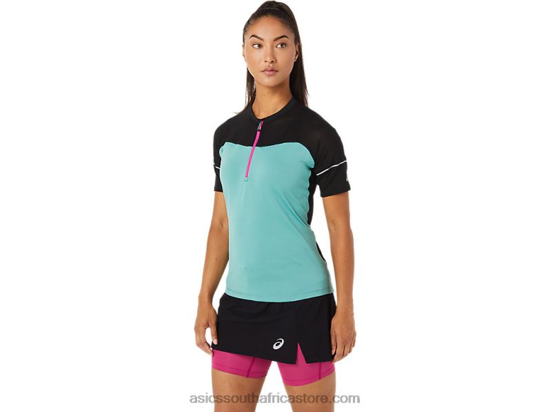 Women Asics Fujitrail Top LH4X03401 Sage/Performance Black