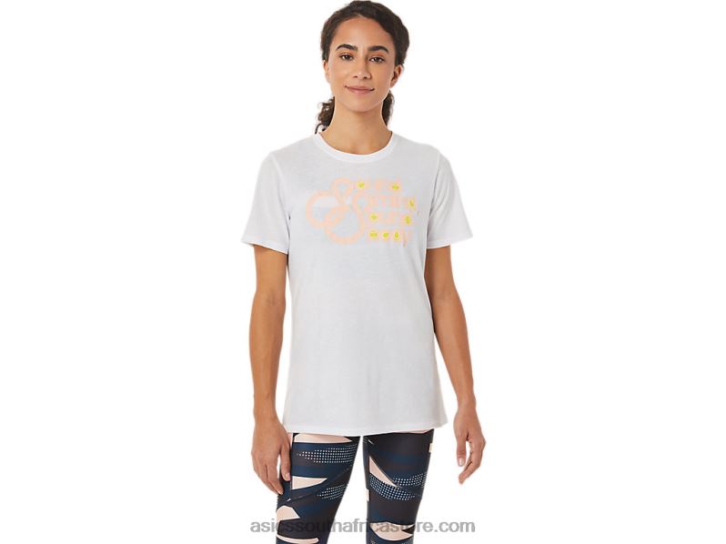 Women Asics Graphic Tee LH4X03574 Brilliant White