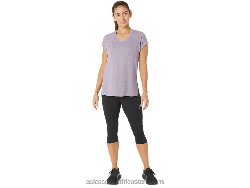 Women Asics Heather Vneck Top LH4X02150 Violet Quartz Heather