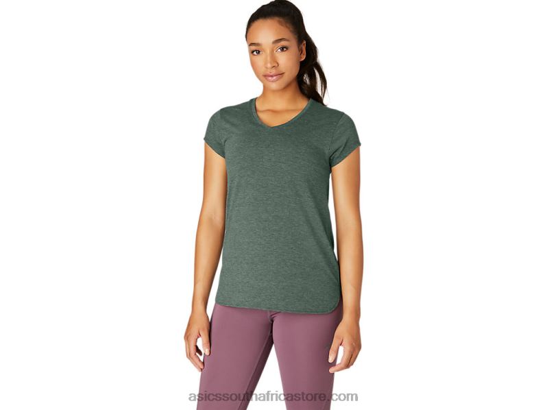 Women Asics Heather Vneck Top LH4X02159 Ivy Heather
