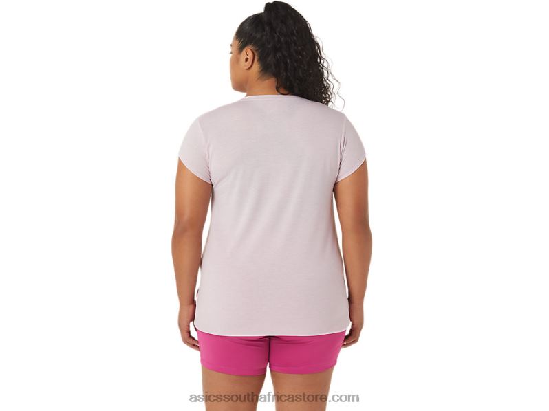 Women Asics Heather Vneck Top LH4X02746 Barely Rose Heather