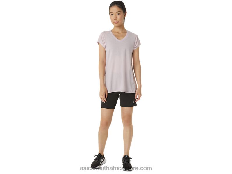 Women Asics Heather Vneck Top LH4X02746 Barely Rose Heather