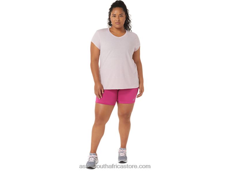 Women Asics Heather Vneck Top LH4X02746 Barely Rose Heather