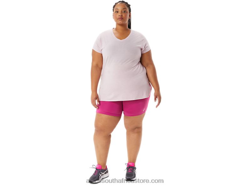 Women Asics Heather Vneck Top LH4X02746 Barely Rose Heather