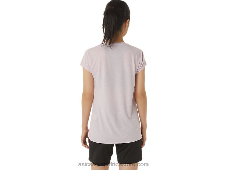 Women Asics Heather Vneck Top LH4X02746 Barely Rose Heather