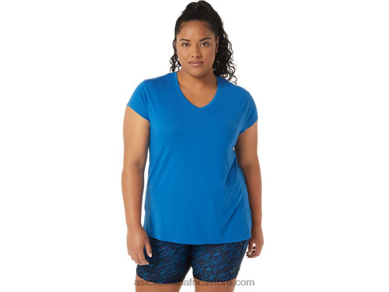 Women Asics Heather Vneck Top LH4X03410 Lake Drive Heather